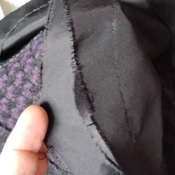 Vintage Fashions By Jill Leather And Wool Women's Black and Purple Coat 80s - Picture 14 of 16